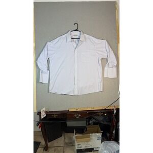 Roundtree & Yorke Gold Label Shirt Mens Big 19 34/35 Blue White Stripe Cotton